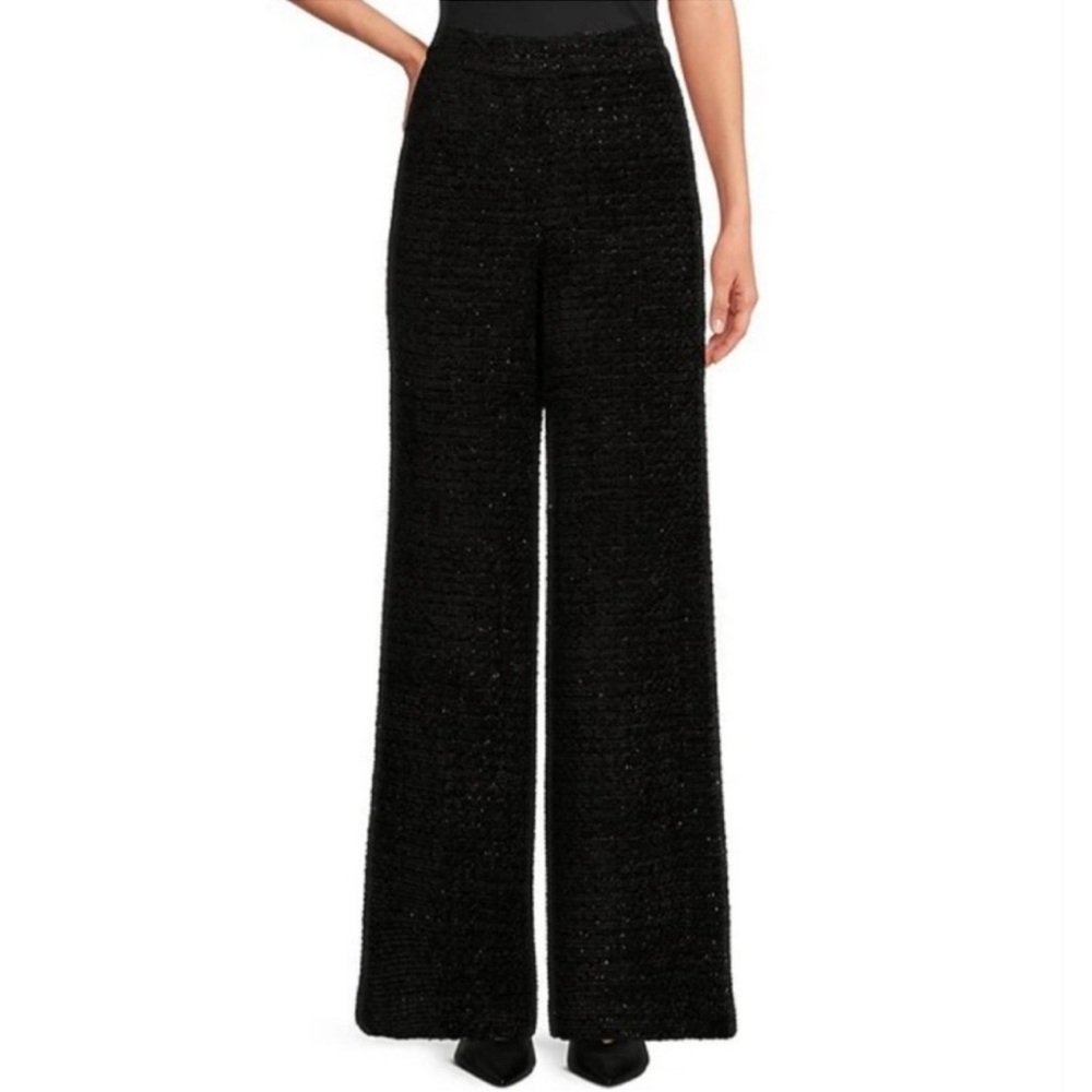AG Abbey Glass Black Wide Leg Tweed Pants Sz 4 NWT | Abbey Glass Wide Leg Pants-